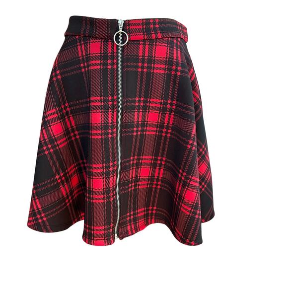 Hot Topic Plaid O-Ring Skater Skirt Lot of 2 SZ S Black & White, Red & Black - Picture 6 of 9